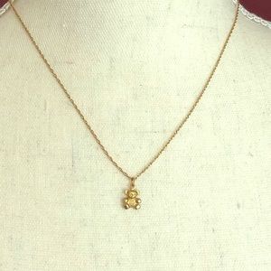 Petite 14kt gold bear charm and necklace